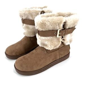 LNWOT Guess Women's Adlen Faux Fur Round Toe Ankle Boots Brown Tan Size 7